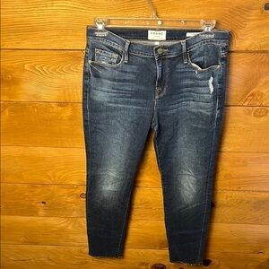 Frame Denim Le Garcon Women’s 29 Blue‎ Ankle Cropped Jeans Straight raw hem Y2K